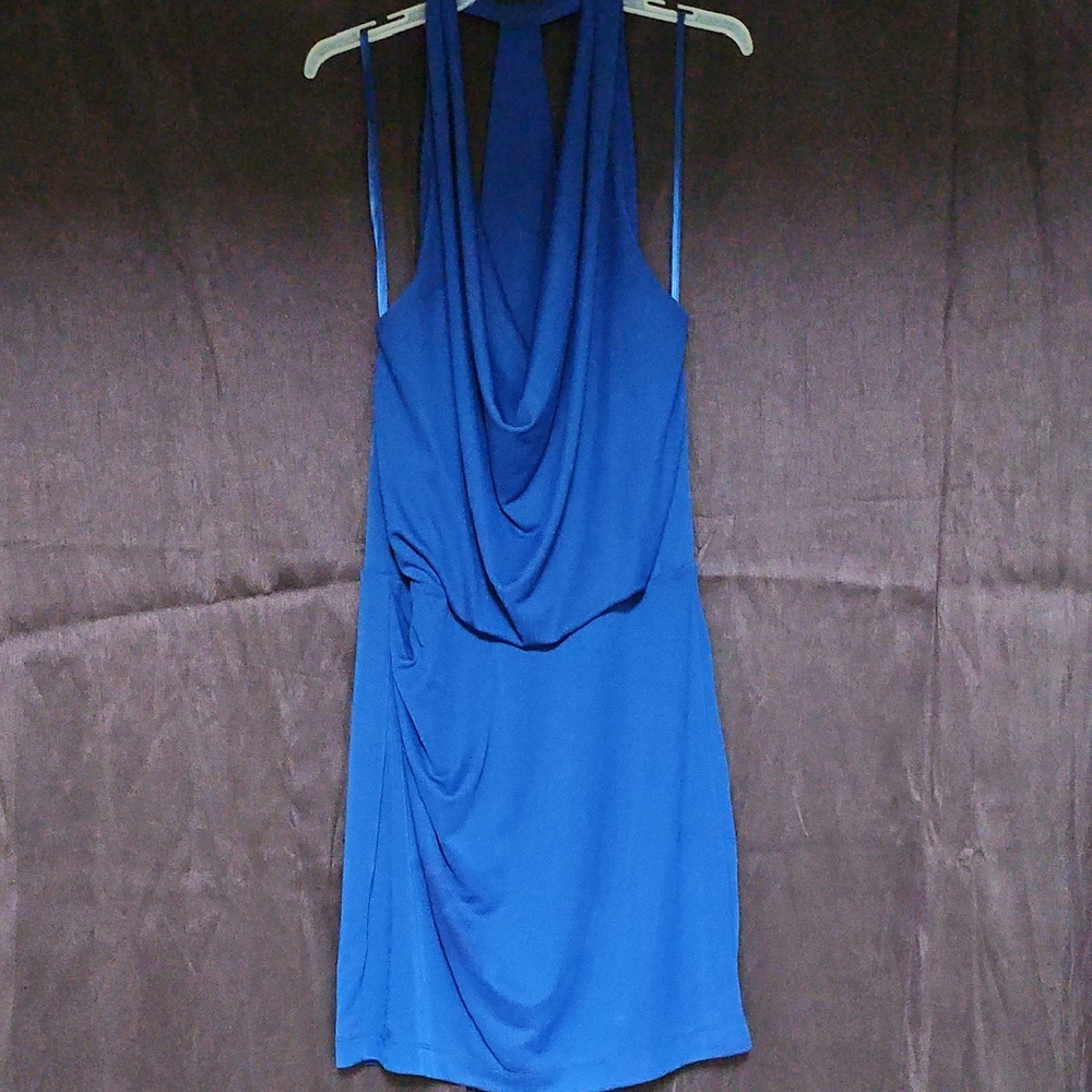 BCBGMaxAzria Blue Draped Mini Dress